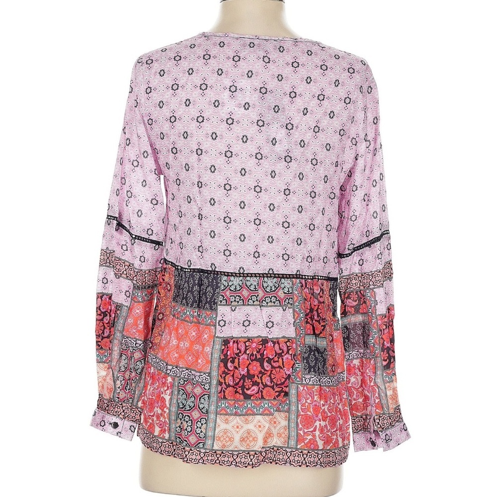 Feathers by Tolani Elsie Patchwork Blouse Pink Purple Boho Top Modal XS NWT - Picture 3 of 7